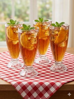 Vintage Retro Soda Fountain Milkshake Glass – Classic Diner Style
 - Set of 4